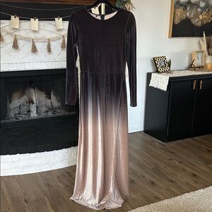 Elegant Ombre Velvet Maxi Dress